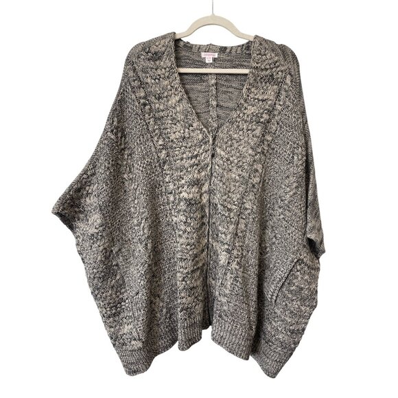 Xhilaration Poncho Sweater Size XL/XXL Full Zip V Neck Marled Knit Acrylic Cozy - Picture 1 of 6